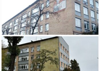 У Дніпровському районі мозаїку на фасаді ліцею закрили утепленням  | ПРО ГОЛОВНЕ
